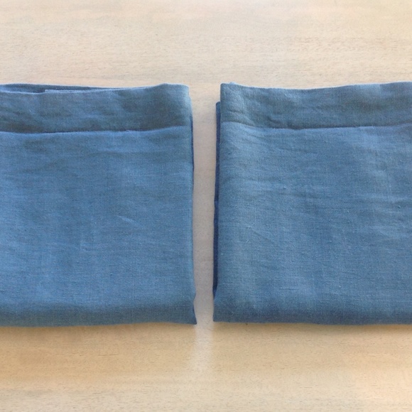 2 Ralph Lauren 100% Linen Standard Shams - Blue - Picture 1 of 5